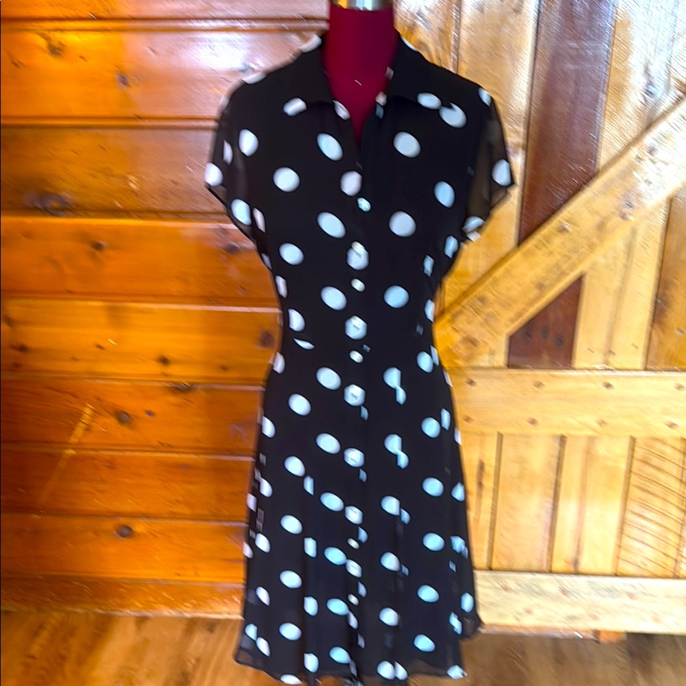 EVAN PICONE VINTAGE  Polka Dot Black and White Dress 10P